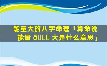 能量大的八字命理「算命说能量 🐕 大是什么意思」